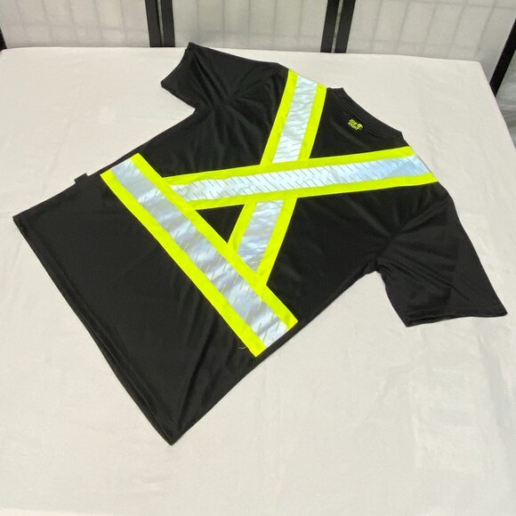 Tingley Job Sight Reflective Safety Tee Shirt XL Black Yellow Hi-Vis Workwear - Picture 9 of 14